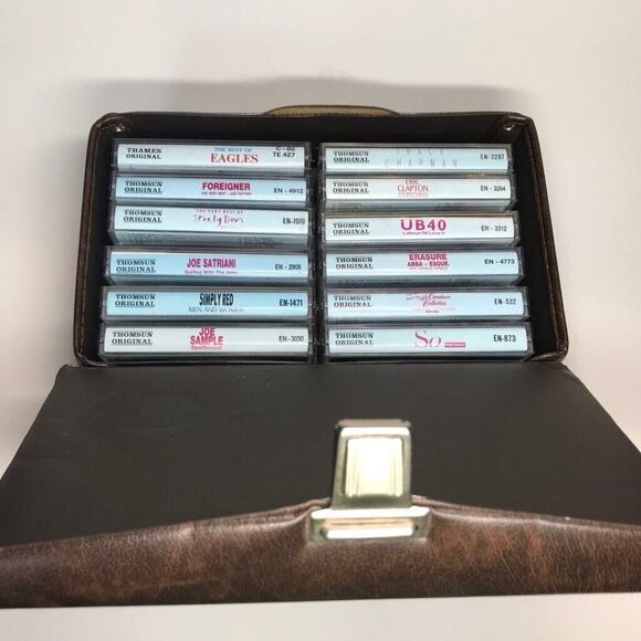 Vintage Beaux Merzon Brown Faux Leather Tape Carrying Case with 12 Cassettes - Picture 4 of 9